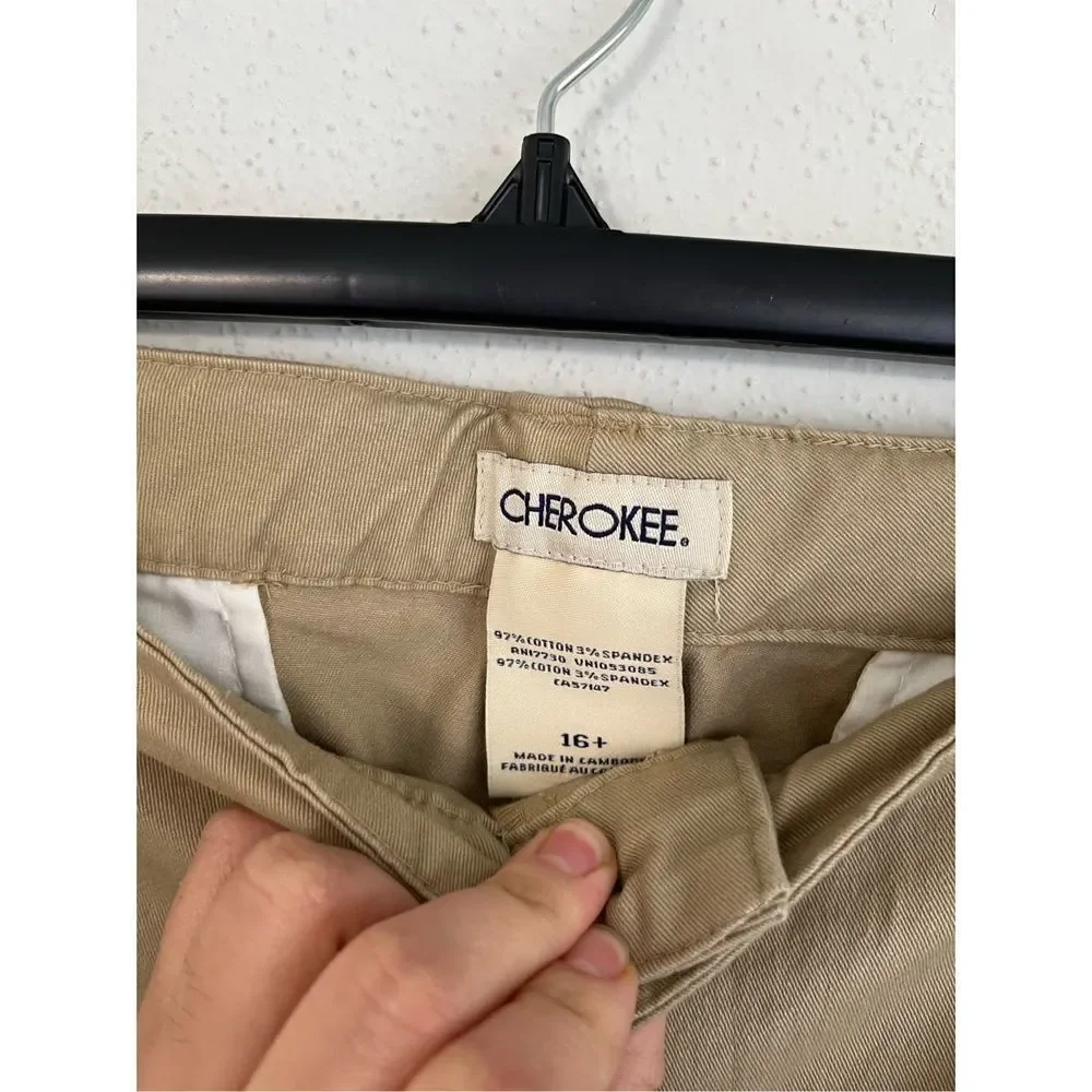 Cherokee Kids Cotton Twill Adjustable Waist Uniform Pant, Size 16